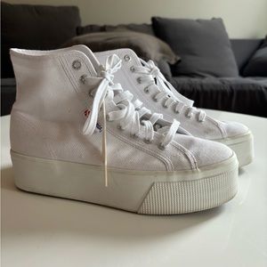 White Superga Platform Sneakers
